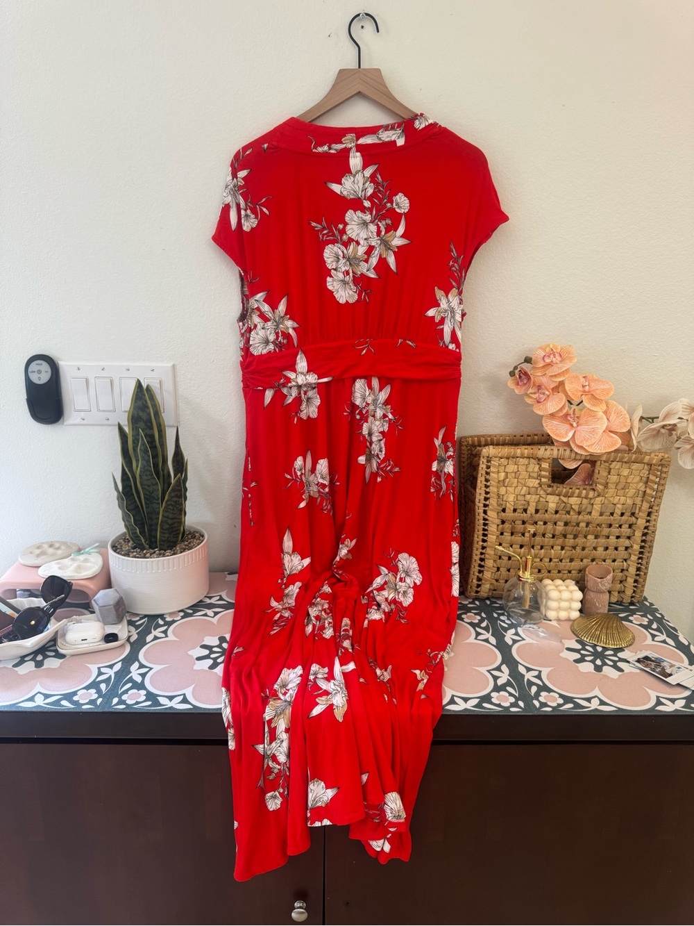 NWT Soma Red Floral Wrap-Style Women’s Dress - Picture 4 of 7